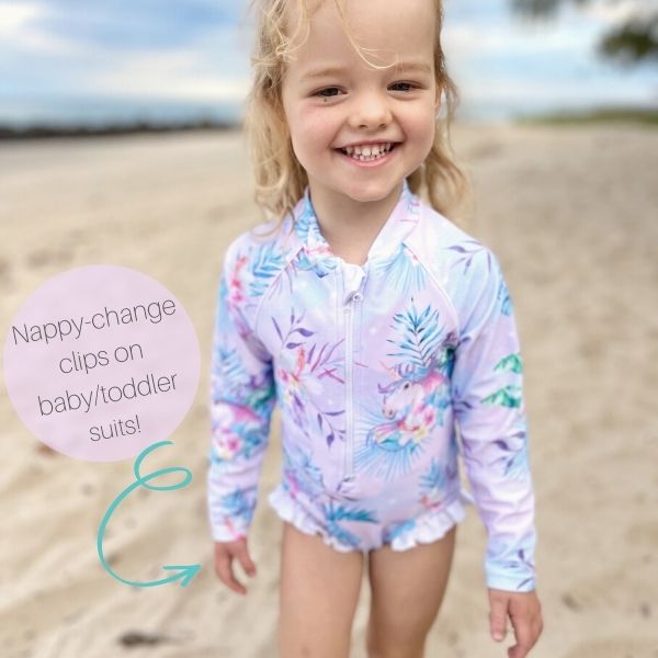 Baby Swimsuit With Snaps (Nappy Change) - Tropic of Unicorn - Tribe Tropical