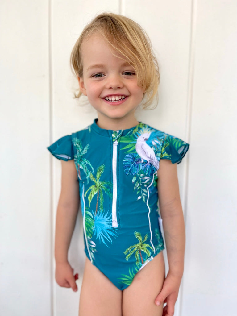 Baby / Toddler Frill Sleeve Swimsuit - Hamilton Island - Tribe Tropical