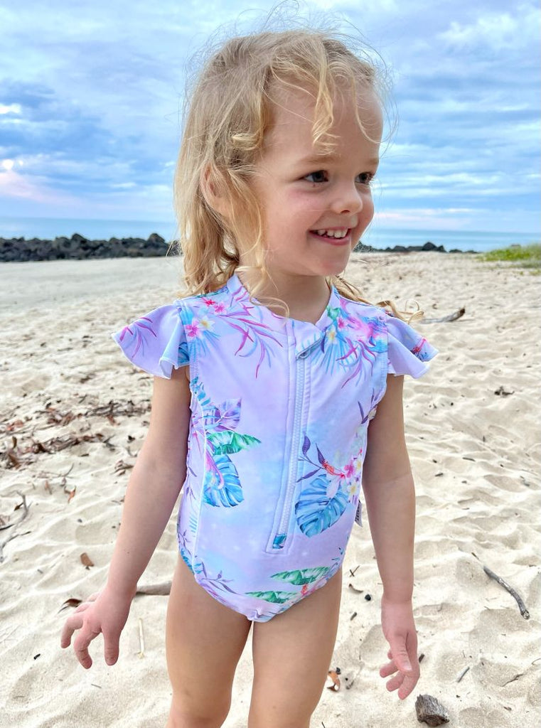 Baby / Toddler Frill Sleeve Swimsuit - Tropic of Unicorn - Tribe Tropical