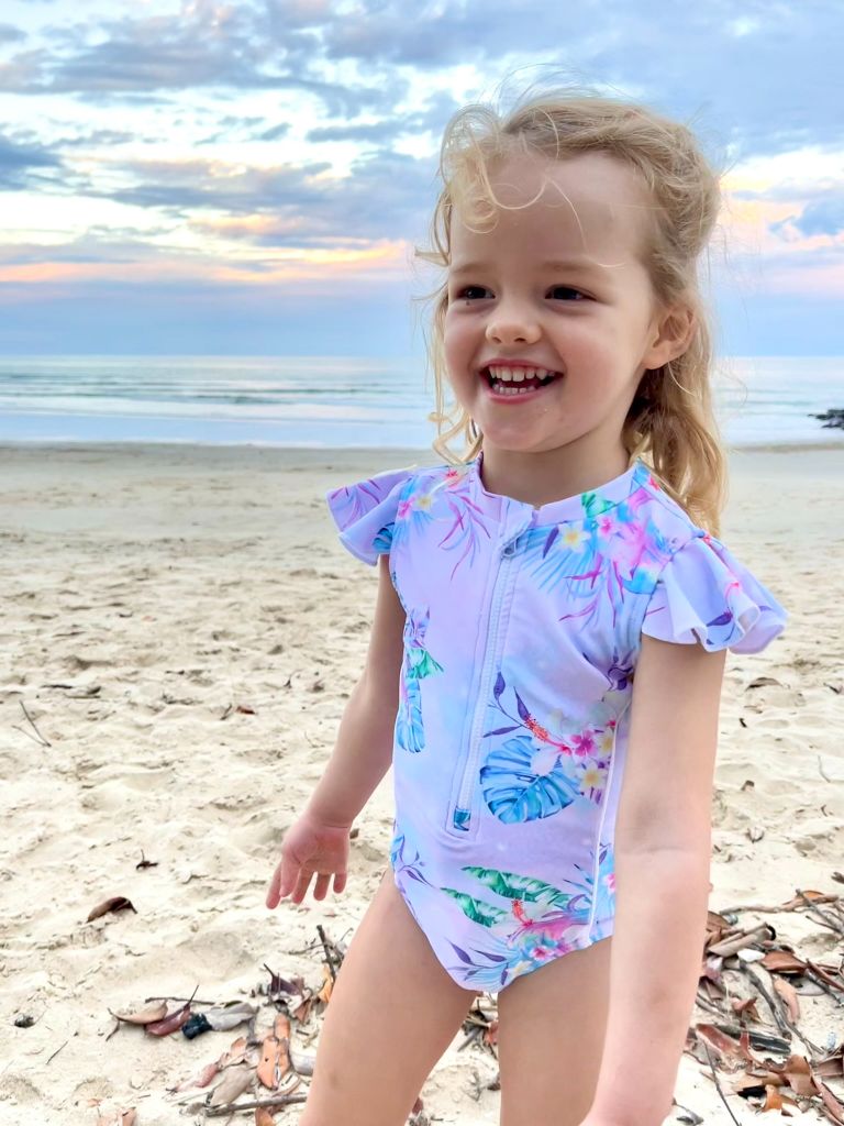 Baby / Toddler Frill Sleeve Swimsuit - Tropic of Unicorn - Tribe Tropical