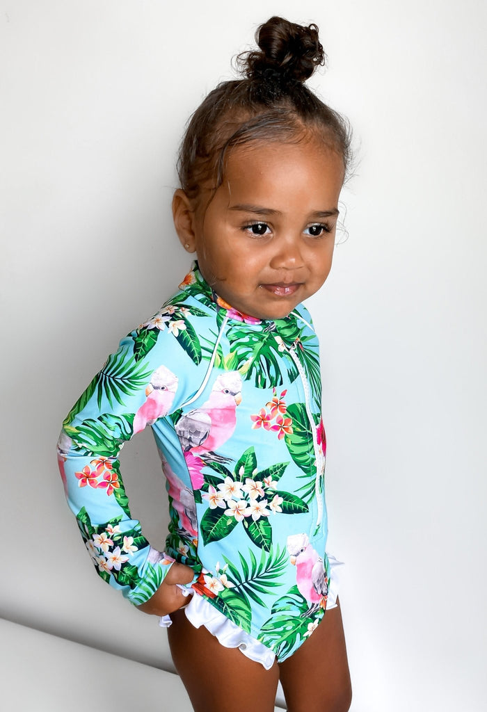 Baby / Toddler Swimsuit With Snaps (Nappy Change) - Gaga Galah - Tribe Tropical