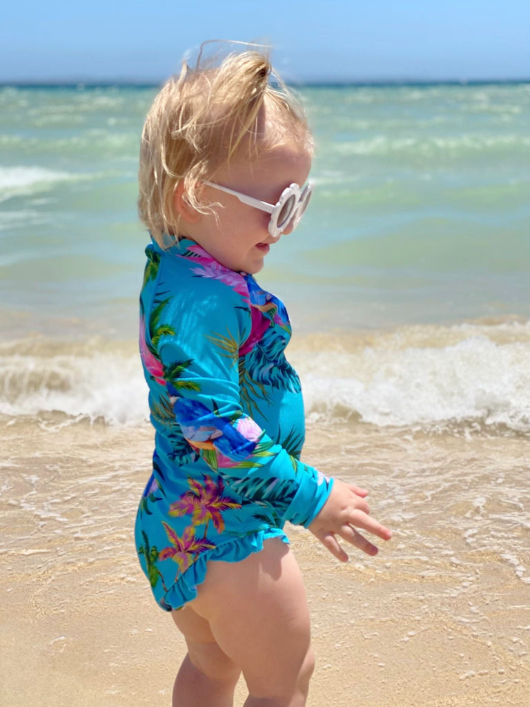 Baby / Toddler Swimsuit With Snaps (Nappy Change) - Kingfisher Cove - Tribe Tropical