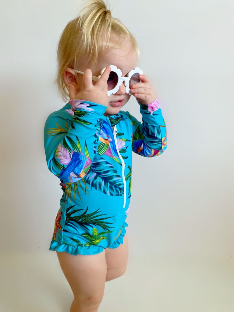 Baby / Toddler Swimsuit With Snaps (Nappy Change) - Kingfisher Cove - Tribe Tropical