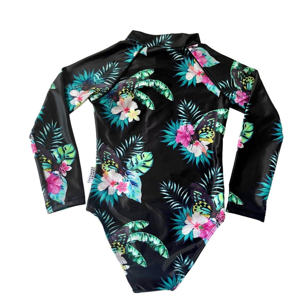 Girls Long Sleeve Swimsuit - Daintree Dusk - Tribe Tropical
