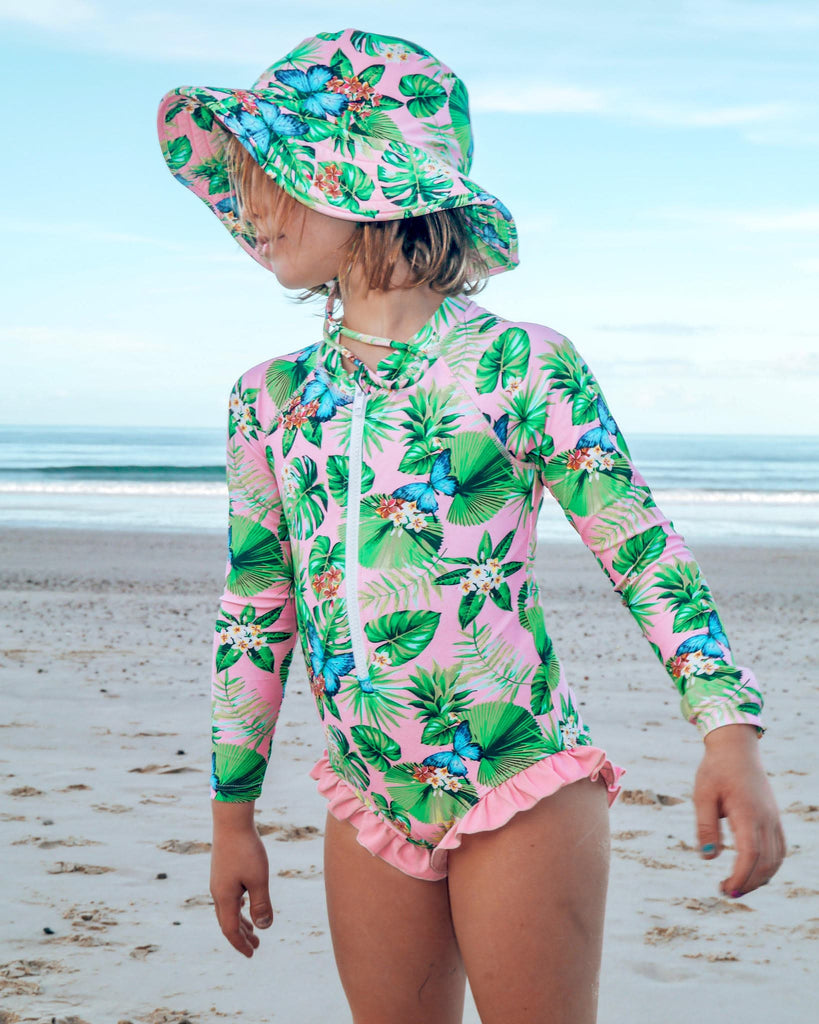 Girls Long Sleeve Swimsuit - Ulysses by the Sea - Tribe Tropical