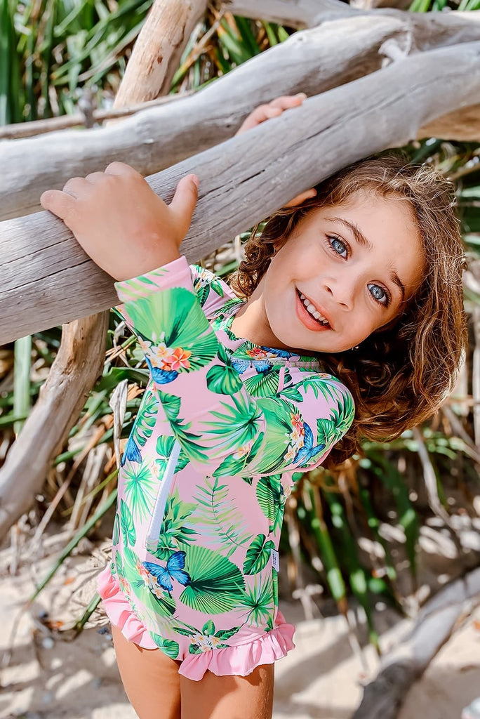 Girls Long Sleeve Swimsuit - Ulysses by the Sea - Tribe Tropical