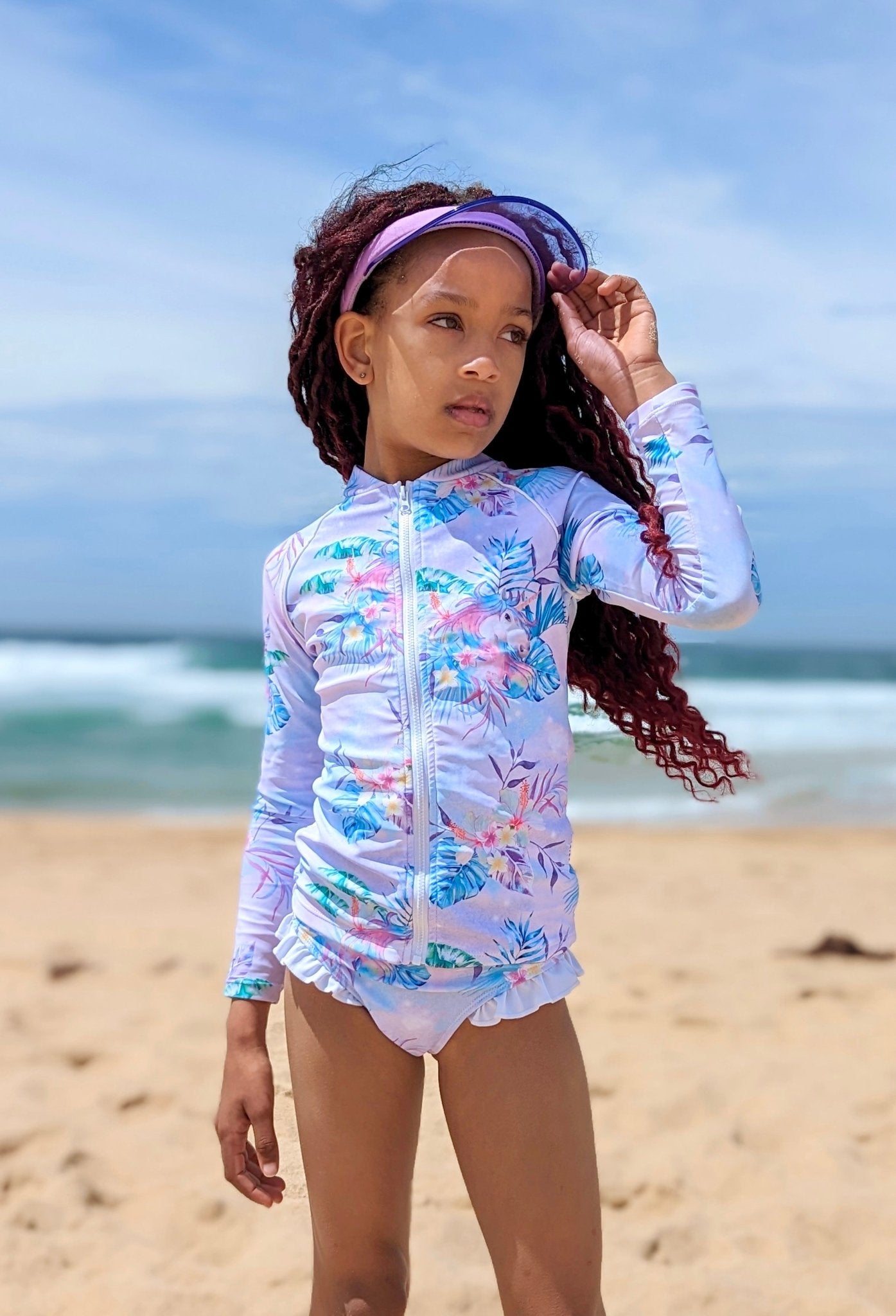Girls Long Sleeve Two-Piece Swimsuit Set - Tropic of Unicorn™