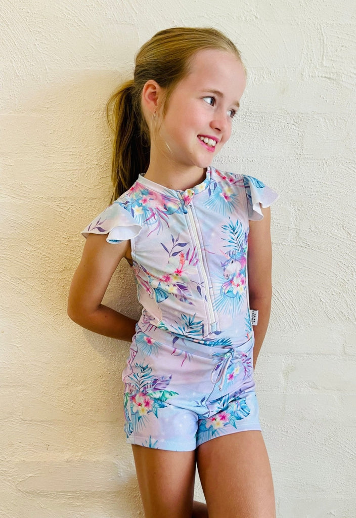 Girls Swim / Active Shorts with Tie - Tropic of Unicorn™ - Tribe Tropical