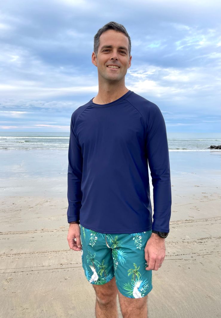 Men's Rash Guard Blue Mens Rash Guard Top - Navy Blue, Relaxed Fit – Tribe Tropical