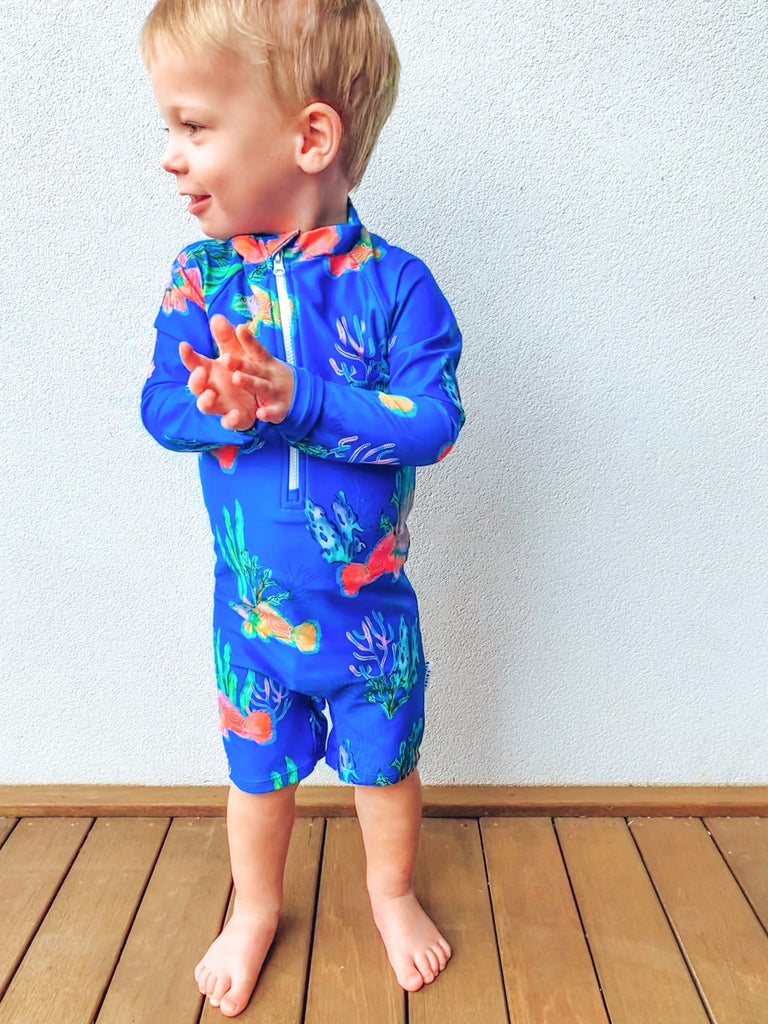 Todder UV Suit With Nappy-Change Snaps (Unisex) - Magnetic Island - Tribe Tropical
