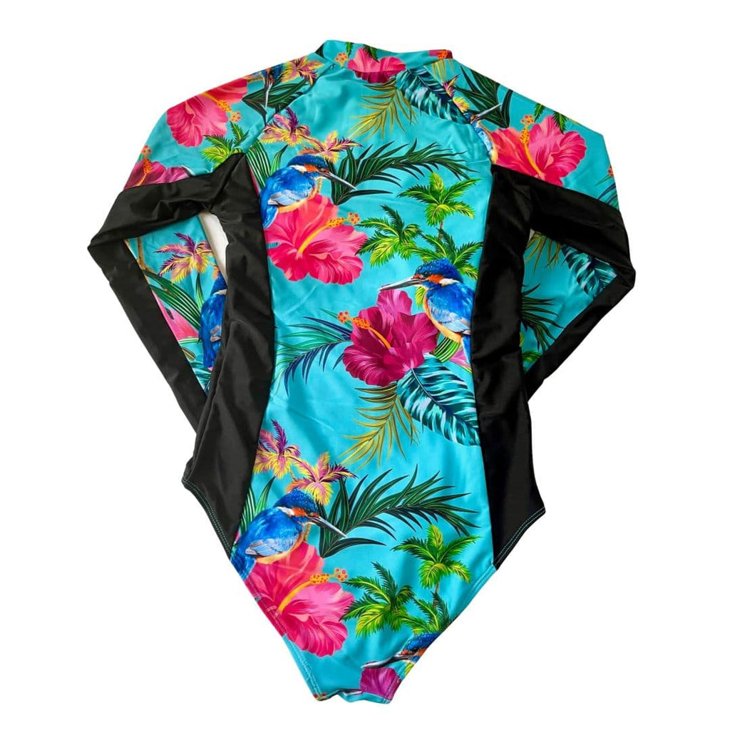 Womens Long Sleeve Swimsuit - Kingfisher Cove - Tribe Tropical
