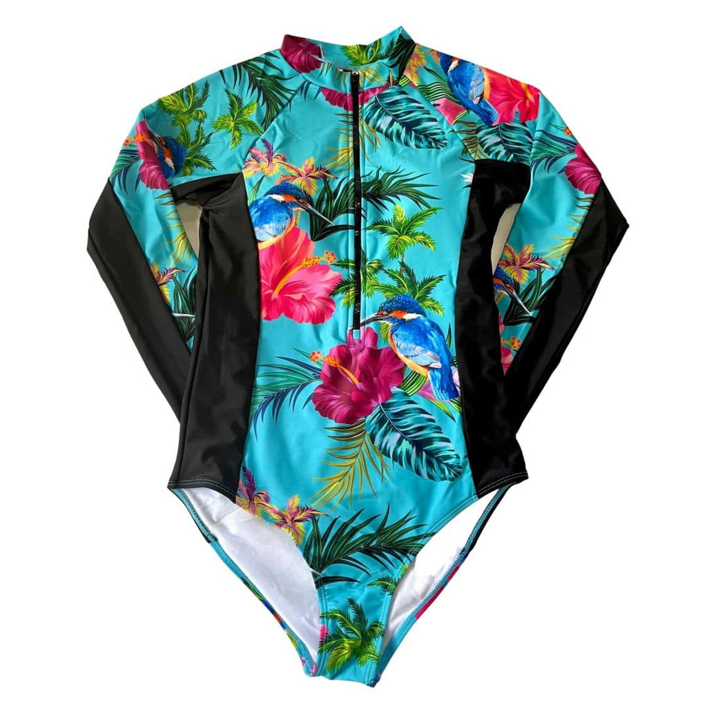 Womens Long Sleeve Swimsuit - Kingfisher Cove - Tribe Tropical